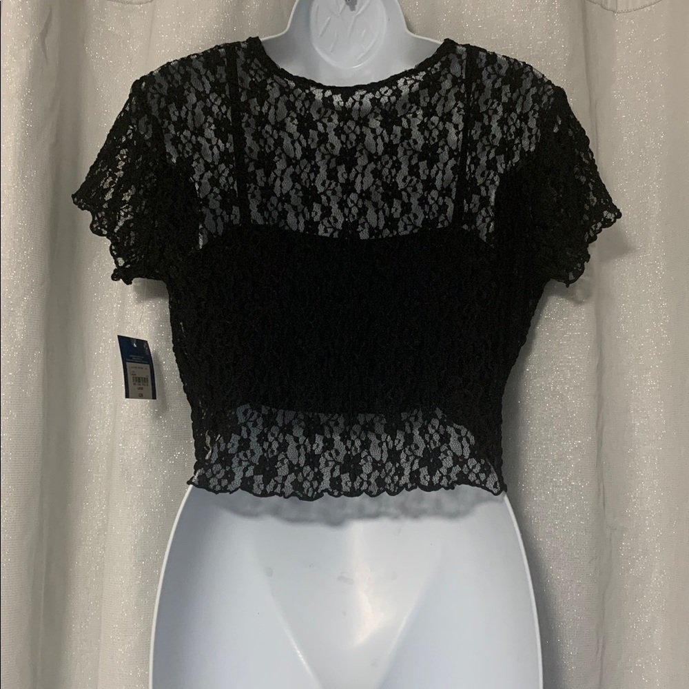 Arizona Jeans Co. black lace top with tank NWT - Picture 3 of 8